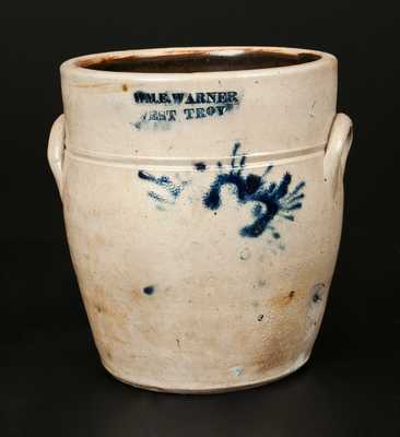 WM. E. WARNER / WEST TROY Stoneware Crock.