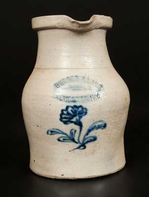 BURGER & LANG / ROCHESTER, N.Y. Stoneware Pitcher with Cobalt Floral Decoration, One-Gallon