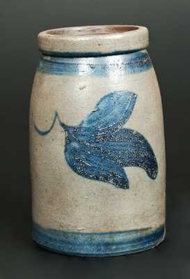 Stoneware Canning Jar with Cobalt Floral Decoration, Western PA origin, circa 1875