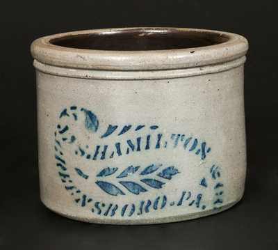 JAS. HAMILTON & CO / GREENSBORO, PA Stoneware Butter Crock, Half-Gallon.