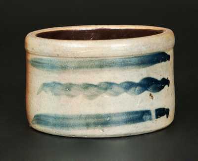 Half-Gallon Stoneware Butter Crock with Cobalt Stripe Decoration, Western PA origin, circa 1875