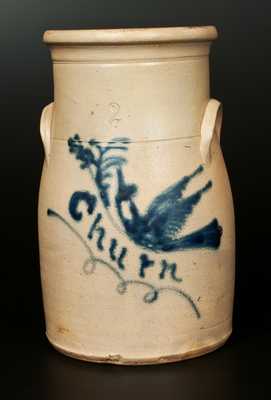 Rare Two-Gallon Stoneware Bird Churn Inscribed 