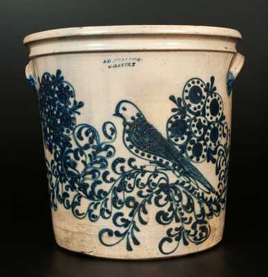 S. D. KELLOGG / WHATELY Stoneware Flowerpot with Elaborate Mourning Dove and Floral Design