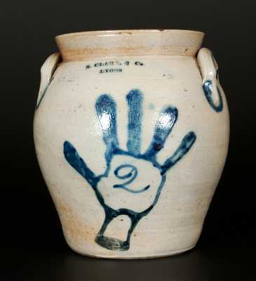 Rare N. CLARK & CO. / LYONS 2 Gal. Stoneware Jar with Hand Decoration