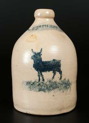 Rare NORTH BAY Stoneware Jug with Standing Stag Decoration