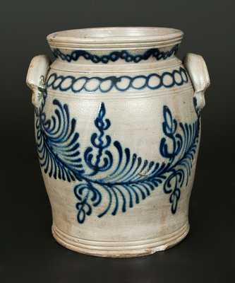 Monumental B. C. MILBURN / ALEXA. Handled Stoneware Jar w/ Elaborate Slip-Trailed Decoration