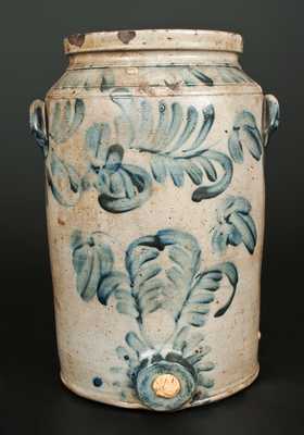 4 Gal. Stoneware Water Cooler with Profuse Floral Decoration, Philadelphia, circa 1860