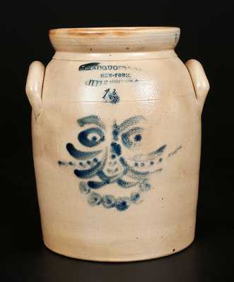Rare 1 1/2 W. A. MACQUOID (New York City) Stoneware Crock with Stylized Face Decoration