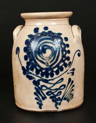 2 Gal. ALBANY, NY Stoneware Crock with Elaborate Slip-Trailed Decoration