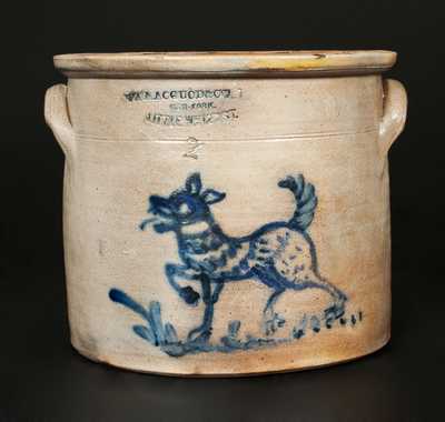 W. A. MACQUOID (New York City) Stoneware Crock with Dog Decoration