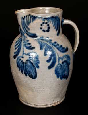 Stoneware Pitcher with Elaborate Bold Floral Decoration, Baltimore, circa 1840