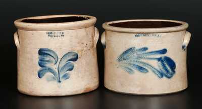 Lot of Two: EVAN R. JONES / PITTSTON, PA, COWDEN & WILCOX / HARRISBURG, PA Stoneware Crocks