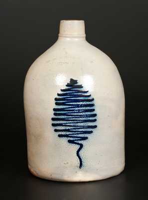 1 Gal. N. A. WHITE & SON / UTICA, NY Stoneware Jug with Slip-Trailed Decoration