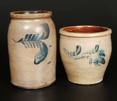 Lot of Two: Attrib. Remmey (Philadelphia) and Shenfelder (Reading) Stoneware Jars