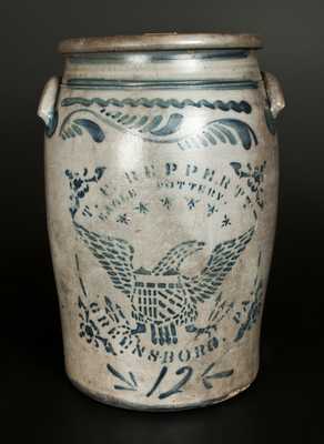 12 Gal. T. F. REPPERT / EAGLE POTTERY / GREENSBORO, PA Stoneware Eagle Crock