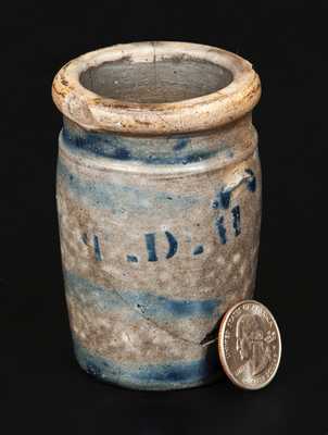Very Rare T.D.H. (T.D. Harden, Palatine, WV) Stoneware Salesman's Sample Crock