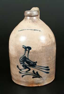 W. ROBERTS BINGHAMTON 1 Gal. Stoneware Jug with Slip-Trailed Bird Decoration