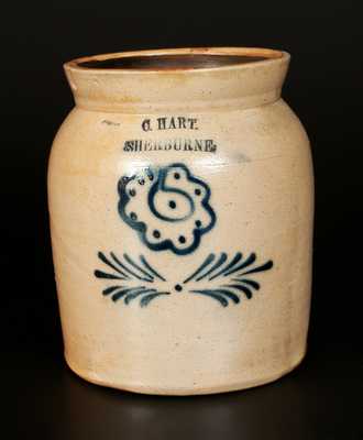 C. HART / SHERBURNE 1 Gal. Stoneware Crock with Slip-Trailed Floral Decoration