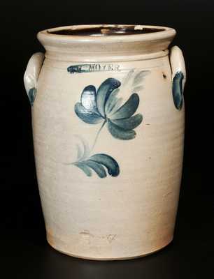 Rare 1 Gal. WM. MOYER (Harrisburg, PA) Stoneware Crock with Floral Decoration