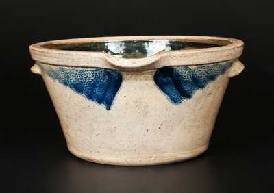 2 Gal. Stoneware Milkpan with Cobalt Decoration