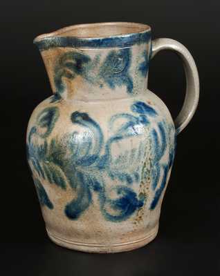 1 Gal. Stoneware Pitcher with Elaborate Floral Decoration, Baltimore, circa 1830