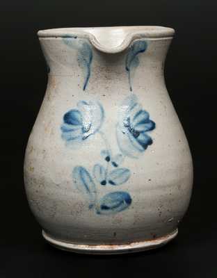 1/2 Gal. Stoneware Pitcher with Floral Decoration and Flared Form, Baltimore, circa 1870