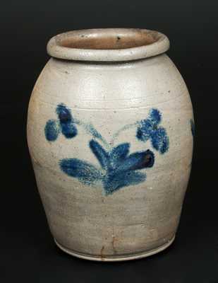 1 Gal. Ovoid Stoneware Jar with Floral Decoration and Rolled Rim, Philadelphia, circa 1835