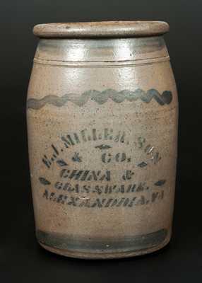 1 Gal. Stoneware Jar with Stenciled Advertising E.J. MILLER / ALEXANDRIA, VA