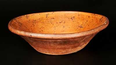 Large Redware Bowl with Lead-Glazed Interior