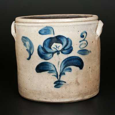 3 Gal. Midwestern Stoneware Crock with Floral Decoration