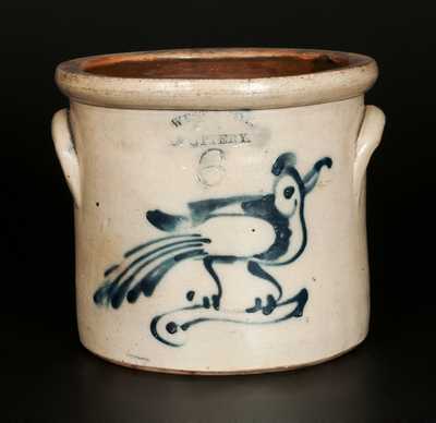 6 Qt. WEST TROY POTTERY Stoneware Crock with Bird Decoration