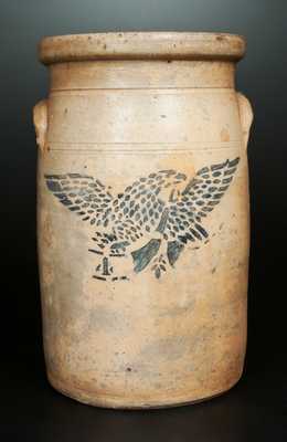 4 Gal. Ohio Stoneware Churn with Stenciled Eagle Decoration