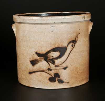 2 Gal. Stoneware Crock with Manganese Bird Decoration att. Fulper Bros., Flemington, NJ