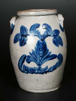 Outstanding 1 1/2 Gal. Stoneware Jar with Well-Executed Cobalt Floral Decoration, Baltimore, c1840