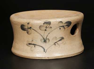 Rare Stoneware Spittoon with Cobalt Floral Decoration att. Henry Loundes, Petersburg, VA