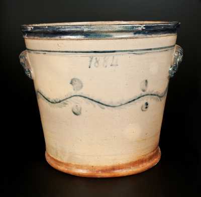 Rare Large Stoneware Flowerpot Inscribed 