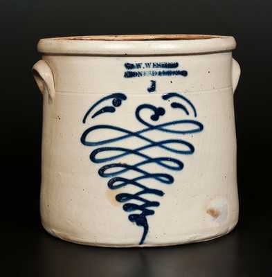 W.W. WESTON / HONESDALE, PA 3 Gal. Stoneware Jar with Vibrant Slip-Trailed Decoration