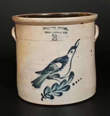 3 Gal. FULPER BROS. / FLEMINGTON, NJ Stoneware Crock with Bird Decoration