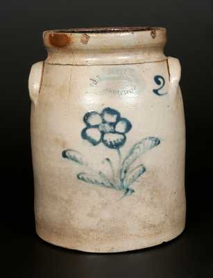 2 Gal. J. BURGER, JR. / ROCHESTER, NY Stoneware Crock with Floral Decoration
