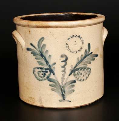 2 Gal. N. CLARK JR. / ATHENS, NY Stoneware Crock with Floral Decoration