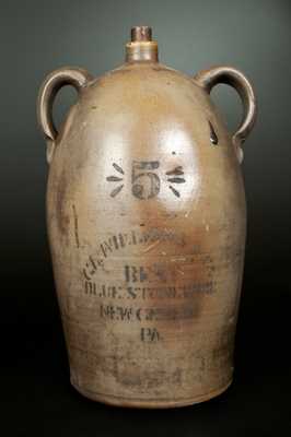 5 Gal. C. L. WILLIAMS & CO. / BEST BLUE STONEWARE / NEW GENEVA, PA Double-Handled Stoneware Jug