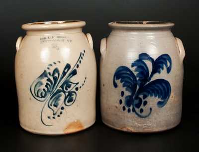 Lot of Two: 2 Gal. Stoneware Crocks with Floral Decoration incl. E. & L. P. NORTON / BENNINGTON, VT Example