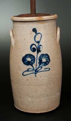 5 Gal. Midwestern Stoneware Churn with Floral Decoration
