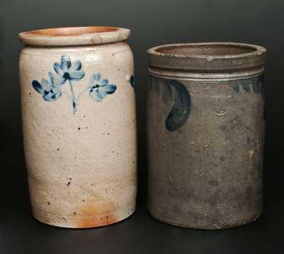 Lot of Two: 1 Gal. Decorated Stoneware Jars incl. J.M. HICKERSON / STRASBURG, VA Example