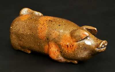 Rare Lead-Glazed Redware Pig Flask