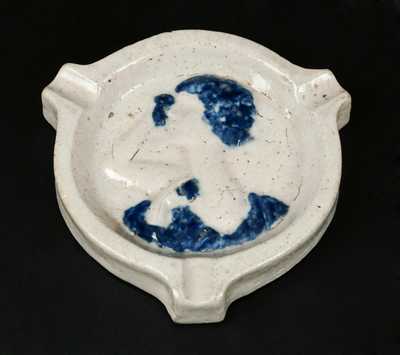 Scarce Stoneware Ashtray with Relief Woman's Bust in Center
