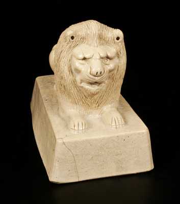 Scarce Elaborate Glazed Pottery Lion by MOORE CERAMICS / UHRICHSVILLE, OH