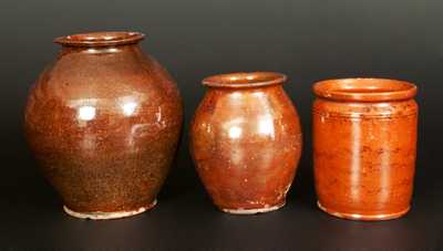 Lot of Three: Lead-Glazed Redware Jars