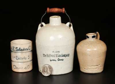 Lot of Three: Ohio Stoneware Salesman's Samples incl. Cleveland Mug, Cincinnati Jug, and Lima Bail-Handled Jug
