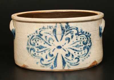 F.H. COWDEN / HARRISBURG, PA Stoneware Cake Crock with Stenciled Decoration
